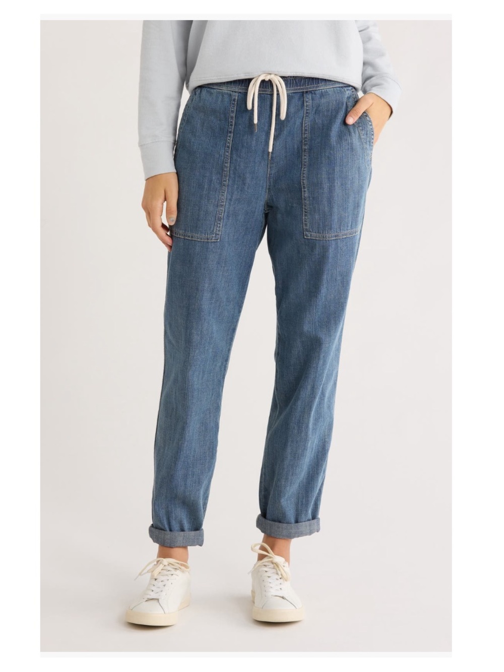 James Perse Cotton Chambray Denim Pants in Medium Wash, Size 3/L